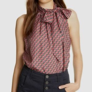 Joie sleeveless silk neck tie blouse with beautiful button details